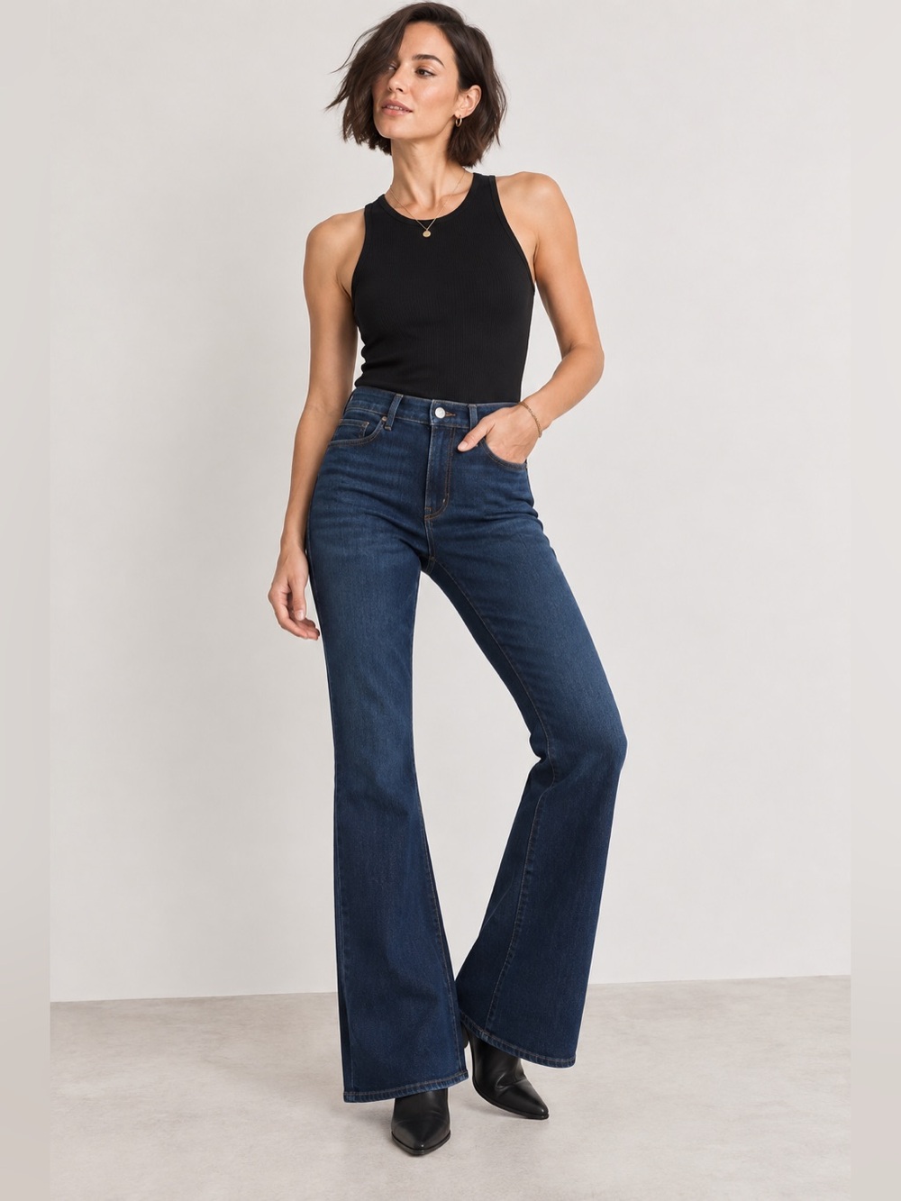 LOFT Rivete High Rise Slim Flare Jeans Muse Wash Size 28/6